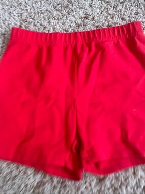 Kids  Red Elastic Waist Shorts